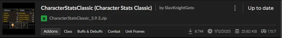 Character Stats Classic WoW Era